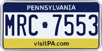 PA license plate MRC7553