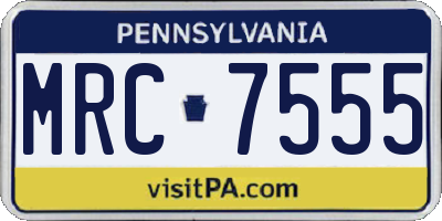 PA license plate MRC7555