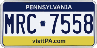 PA license plate MRC7558