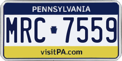 PA license plate MRC7559