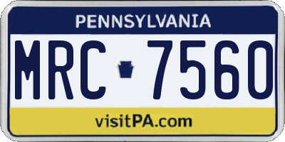 PA license plate MRC7560
