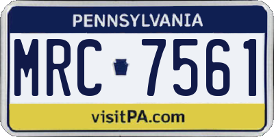 PA license plate MRC7561