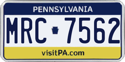 PA license plate MRC7562