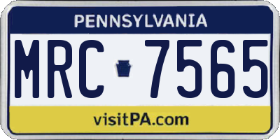 PA license plate MRC7565