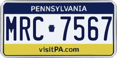 PA license plate MRC7567