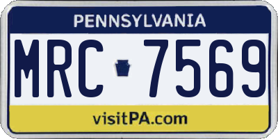 PA license plate MRC7569