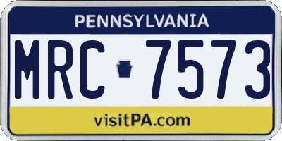 PA license plate MRC7573