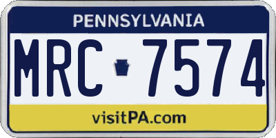 PA license plate MRC7574