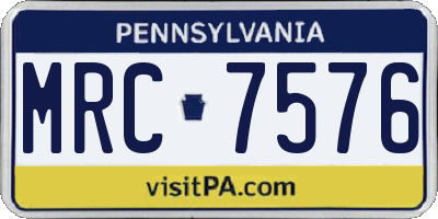 PA license plate MRC7576
