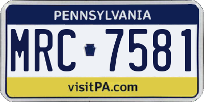 PA license plate MRC7581