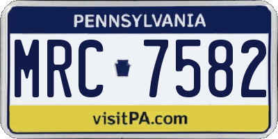 PA license plate MRC7582