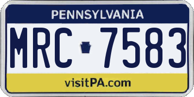 PA license plate MRC7583