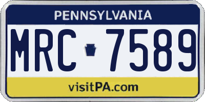 PA license plate MRC7589