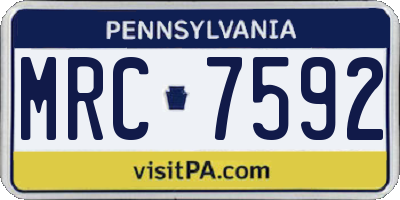 PA license plate MRC7592