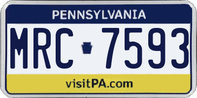 PA license plate MRC7593