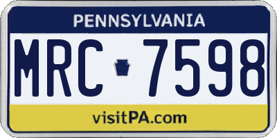 PA license plate MRC7598