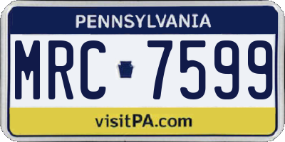 PA license plate MRC7599