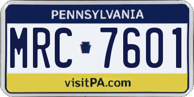PA license plate MRC7601