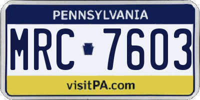 PA license plate MRC7603