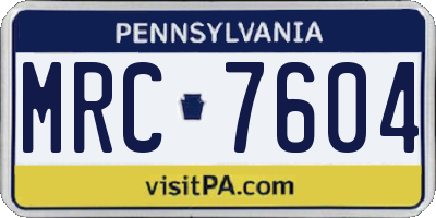 PA license plate MRC7604