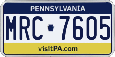PA license plate MRC7605