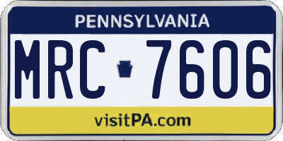 PA license plate MRC7606