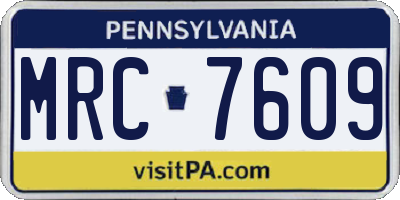 PA license plate MRC7609