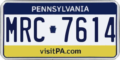 PA license plate MRC7614