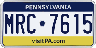 PA license plate MRC7615