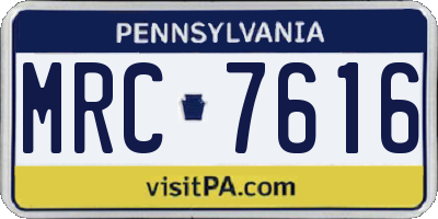 PA license plate MRC7616
