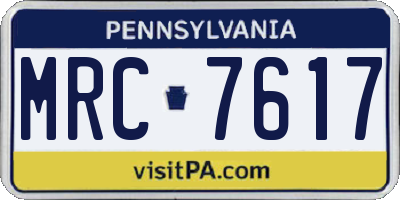 PA license plate MRC7617