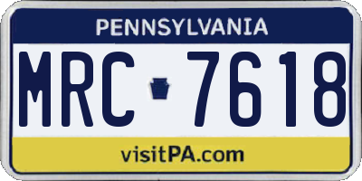 PA license plate MRC7618