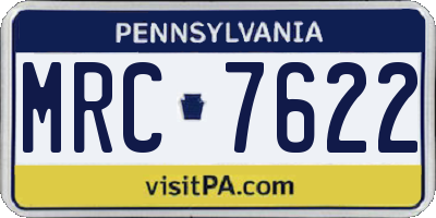 PA license plate MRC7622