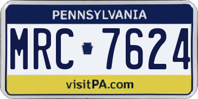 PA license plate MRC7624
