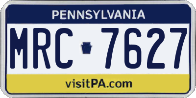 PA license plate MRC7627