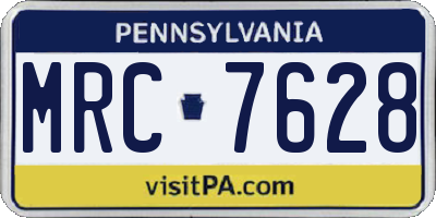 PA license plate MRC7628