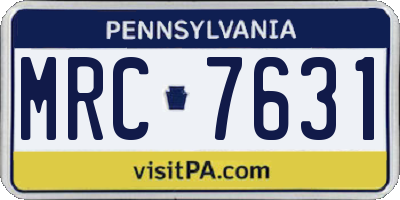 PA license plate MRC7631