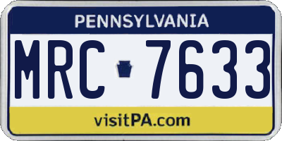 PA license plate MRC7633