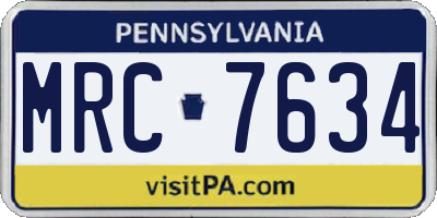 PA license plate MRC7634