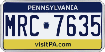 PA license plate MRC7635