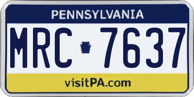 PA license plate MRC7637