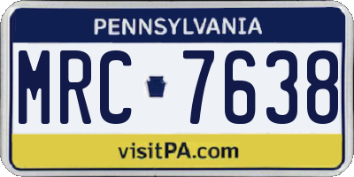 PA license plate MRC7638