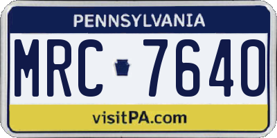PA license plate MRC7640