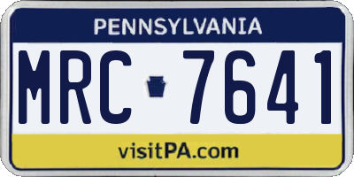PA license plate MRC7641