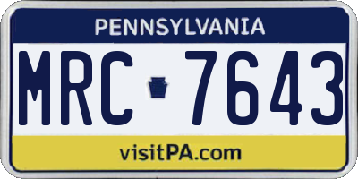 PA license plate MRC7643