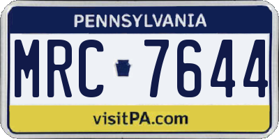 PA license plate MRC7644