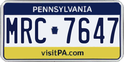 PA license plate MRC7647