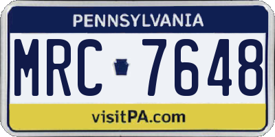 PA license plate MRC7648