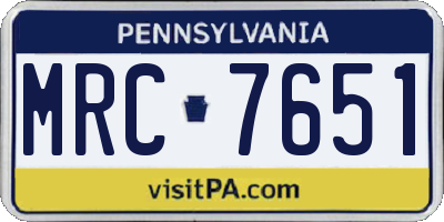 PA license plate MRC7651