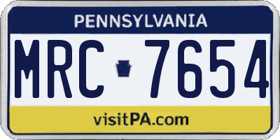 PA license plate MRC7654
